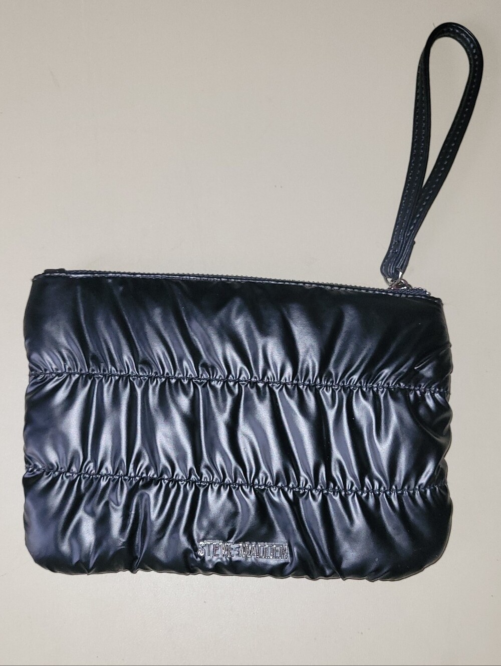 Steve Madden Black Quilted Puffer Wristlet.